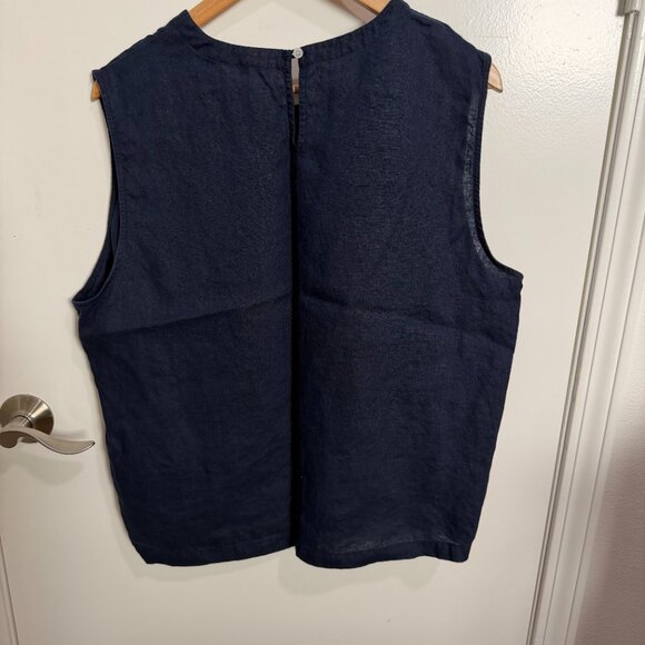 Quince 100% European Linen Tank Top. Color: Deep Navy Blue XL - Picture 6 of 6